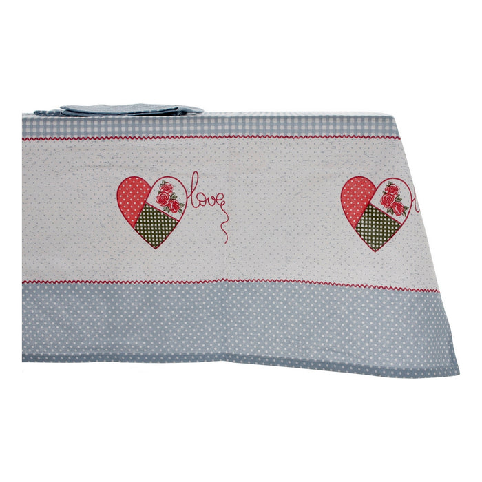 Tablecloth and napkins DKD Home Decor Love Beige Blue Cotton (150 x 1 x 150 cm) (2 pcs)