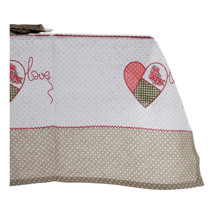 Tablecloth and napkins DKD Home Decor Love Beige Blue Cotton (150 x 1 x 150 cm) (2 pcs)