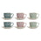 Set of 6 Cups with Plate DKD Home Decor Blue Pink Green Stoneware 150 ml