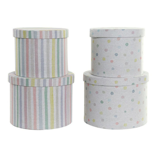 Set of decorative boxes DKD Home Decor 774252 White Multicolour Cardboard 29 x 29 x 22 cm
