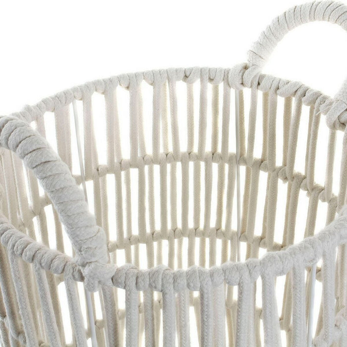 Basket set DKD Home Decor DC-180842 White 39 x 39 x 46 cm Metal Boho