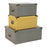 Set of decorative boxes DKD Home Decor Grey Mustard Metal Cardboard Plastic Vintage 48 x 37 x 20 cm