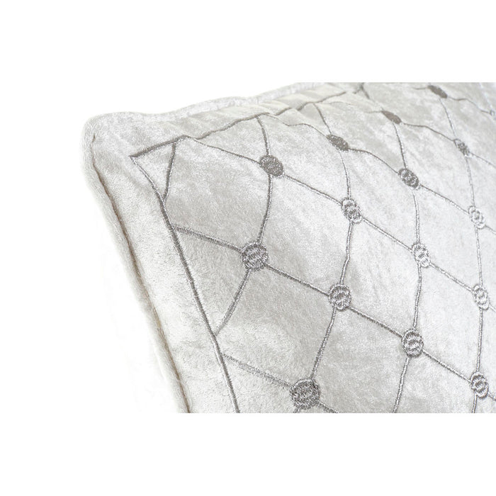 Cushion DKD Home Decor White Grey Polyester Velvet Rhombus (45 x 10 x 45 cm)