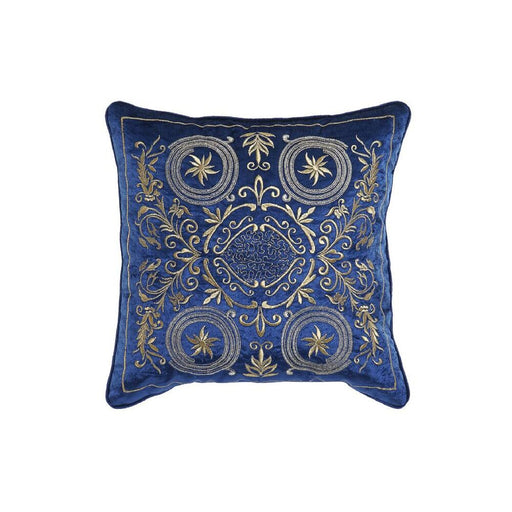 Cushion DKD Home Decor Blue Polyester Velvet Golden (45 x 10 x 45 cm)