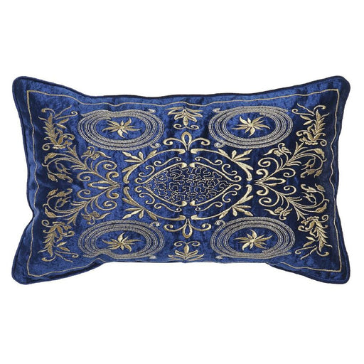 Cushion DKD Home Decor Polyester Velvet Golden Navy Blue (50 x 10 x 30 cm)