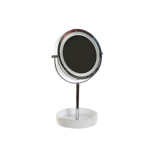 Magnifying Mirror with LED DKD Home Decor 14,5 x 14,5 x 33 cm Ceramic White Metallic