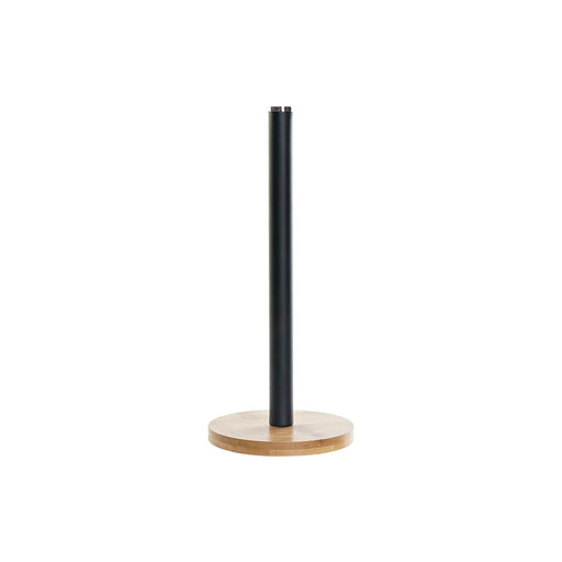 Kitchen Paper holder DKD Home Decor Black Natural Bamboo Stainless steel 15 x 15 x 34 cm