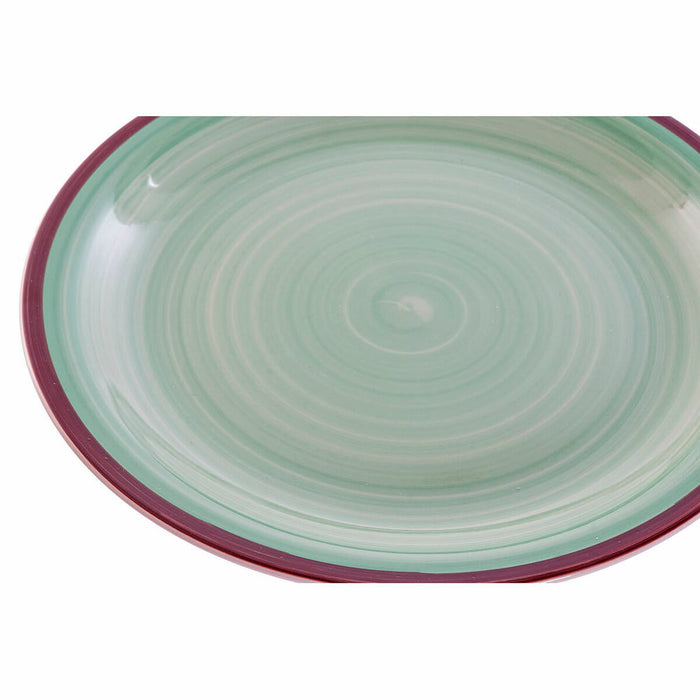 Tableware DKD Home Decor 26,5 x 26,5 x 3 cm Green Plastic Stoneware 18 Pieces