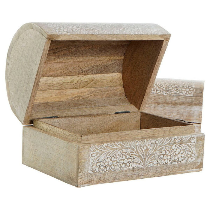 Jewelry box DKD Home Decor Brown White Mango wood 23 x 15 x 15 cm (2 Units)