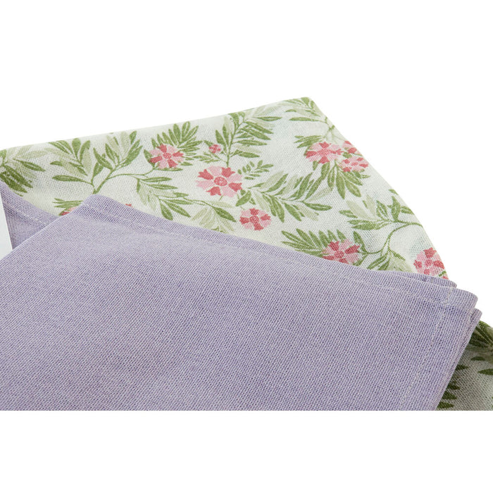 Tablecloth and napkins DKD Home Decor Cotton White Green (150 x 150 x 0.5 cm) (36 x 35 x 0,5 cm)
