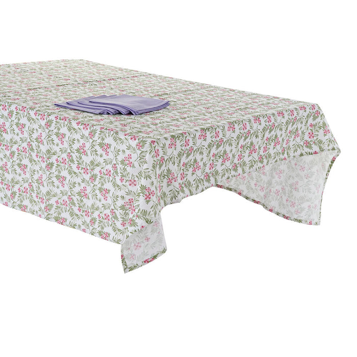 Tablecloth and napkins DKD Home Decor Cotton White Green (150 x 150 x 0.5 cm) (36 x 35 x 0,5 cm)