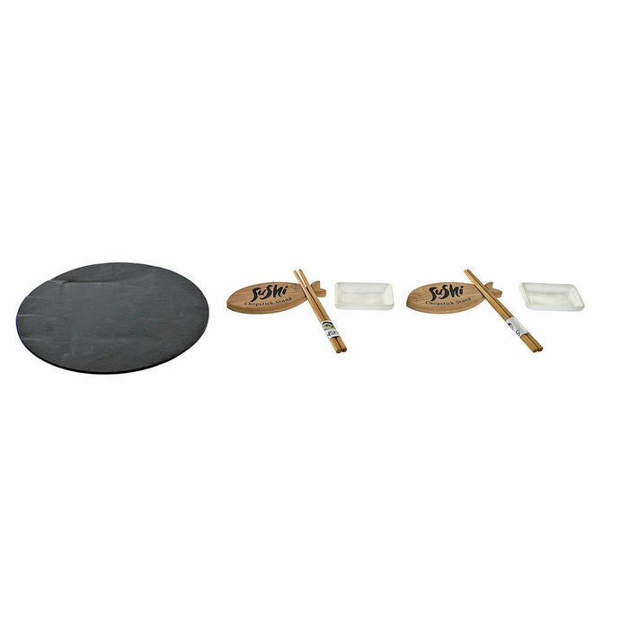 Sushi Set DKD Home Decor Black Natural Ceramic Bamboo Plastic Board Oriental 33 x 33 x 5 cm (9 Pieces)