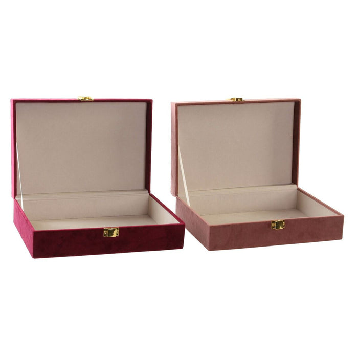 Jewelry box DKD Home Decor Purple Pink Golden Wood 24 x 16 x 7 cm (2 Units)