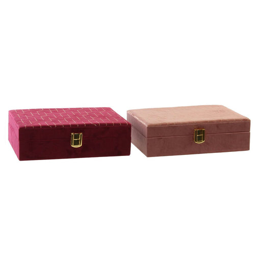 Jewelry box DKD Home Decor Purple Pink Golden Wood 24 x 16 x 7 cm (2 Units)