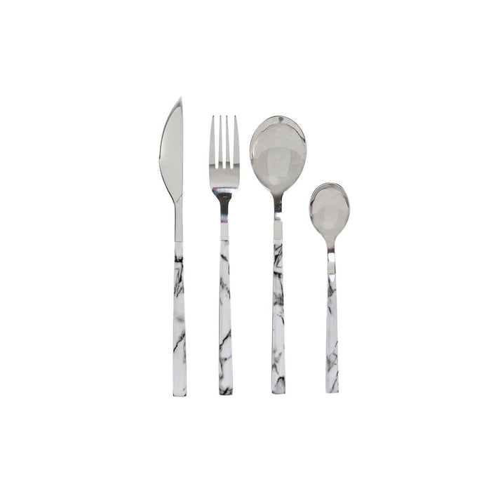 Cutlery DKD Home Decor Silver Stainless steel White 16 Pieces (16 pcs)