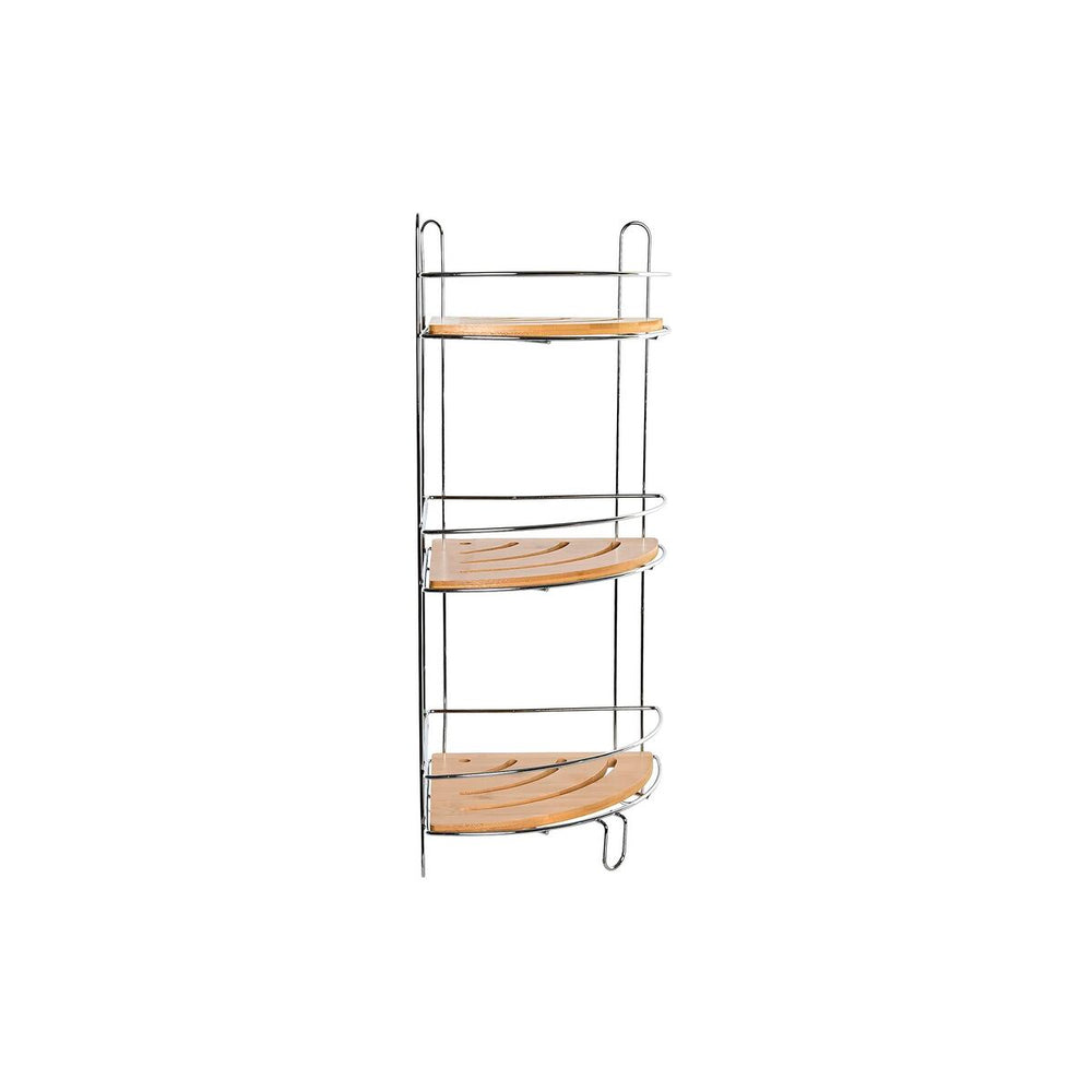 Bathroom Shelves DKD Home Decor Bamboo Aluminium Stainless chrome metal Natural 19,5 x 19,5 x 47 cm