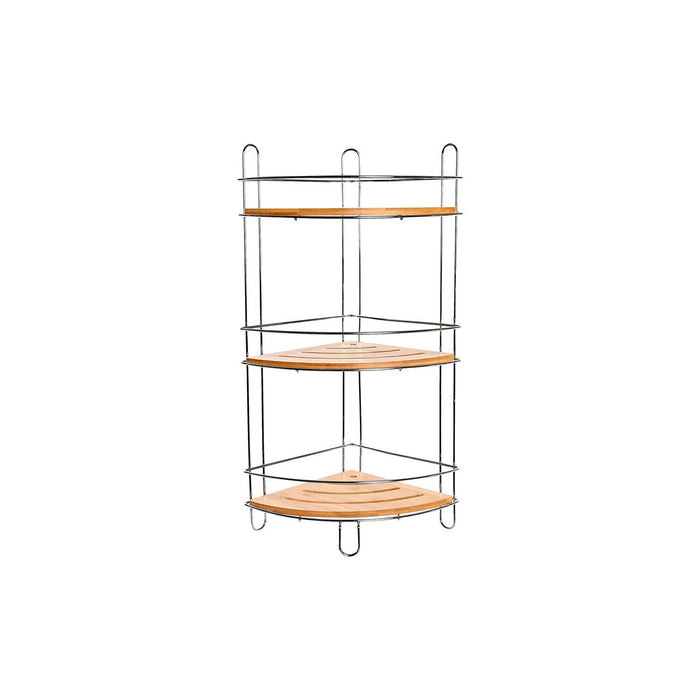 Bathroom Shelves DKD Home Decor Bamboo Aluminium Stainless chrome metal Natural 19,5 x 19,5 x 47 cm