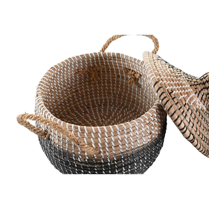 Basket set DKD Home Decor Grey Natural Bicoloured Seagrass Boho 41 x 41 x 33 cm (2 Units)