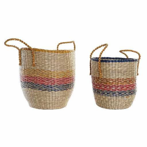 Basket set DKD Home Decor Orange Green Seagrass (35 x 22 x 46 cm) (2 pcs)