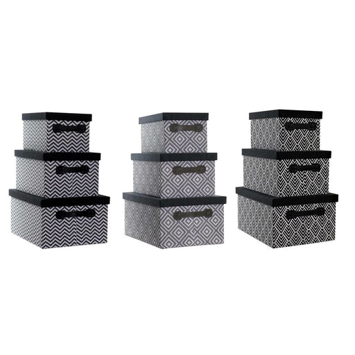 Set of Stackable Organising Boxes DKD Home Decor Black Grey Dark grey 40 x 30 x 20 cm