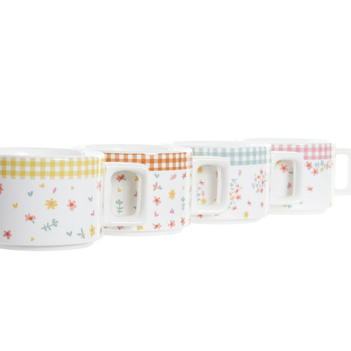 Piece Coffee Cup Set DKD Home Decor Red Metal Brown Green Yellow 260 ml 4 Pieces Dolomite