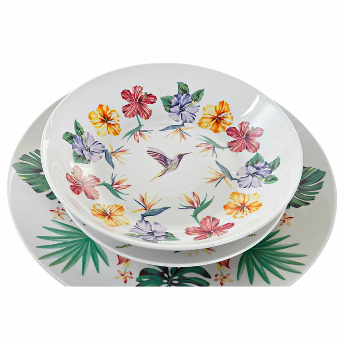 Dinnerware Set DKD Home Decor Tropical Porcelain (18 pcs)