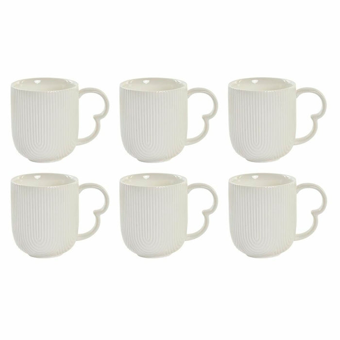 4 Piece Mug Set DKD Home Decor Natural Porcelain White 350 ml