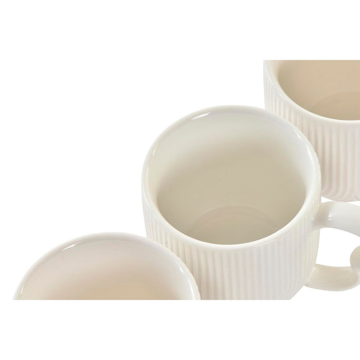 Set of 6 Cups with Plate DKD Home Decor Natural Porcelain White 90 ml