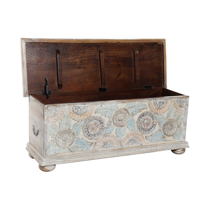 Chest DKD Home Decor White Brass Mango wood 116 x 40 x 45 cm