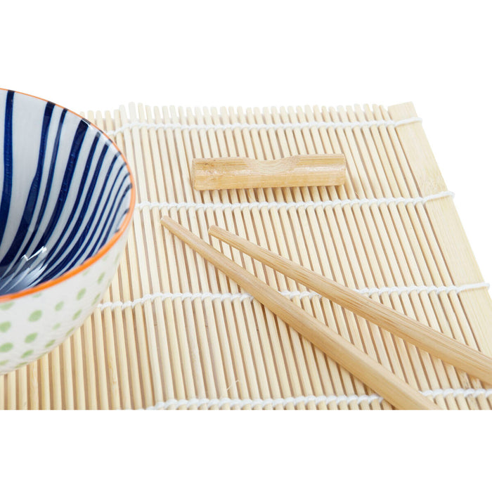 Sushi Set DKD Home Decor 14,5 x 14,5 x 31 cm Blue White Stoneware Oriental (16 Pieces)