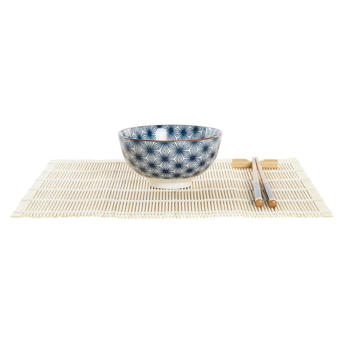 Sushi Set DKD Home Decor 14,5 x 14,5 x 31 cm Blue Stoneware Oriental (16 Pieces)