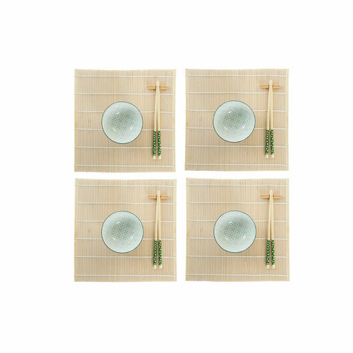 Sushi Set DKD Home Decor 14,5 x 14,5 x 31 cm Green Stoneware Oriental (16 Pieces)