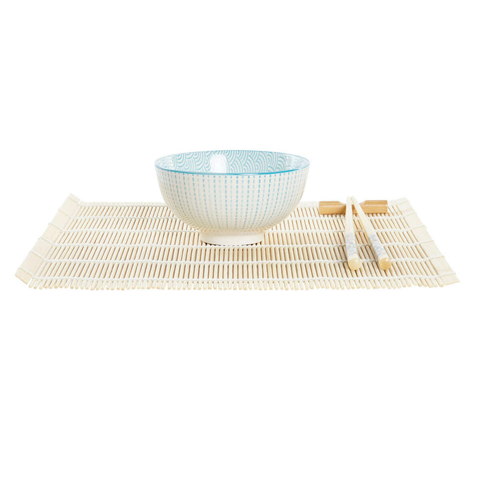 Sushi Set DKD Home Decor 14,5 x 14,5 x 31 cm Blue White Stoneware Oriental (16 Pieces)