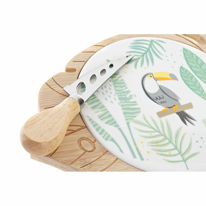 Cheeseboard DKD Home Decor Multicolour Bamboo Stoneware Tropical 28 x 18 x 3 cm
