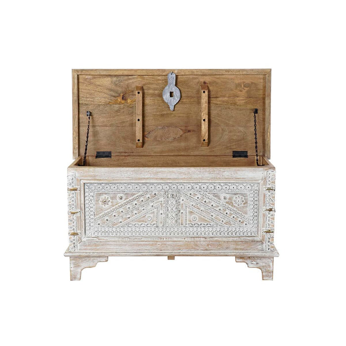 Chest DKD Home Decor 88 x 40 x 45 cm White Brass Mango wood