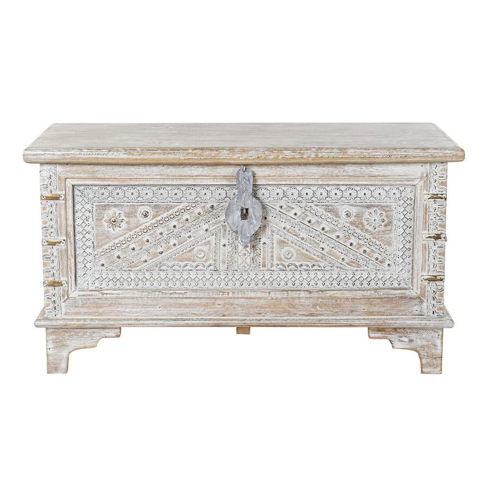 Chest DKD Home Decor 88 x 40 x 45 cm White Brass Mango wood