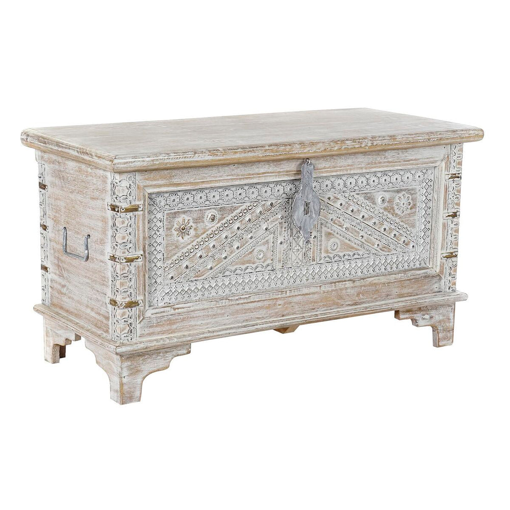 Chest DKD Home Decor 88 x 40 x 45 cm White Brass Mango wood