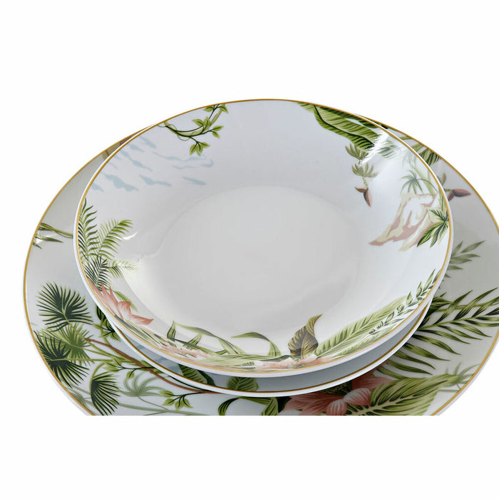 Dinnerware Set DKD Home Decor Tropical Porcelain (18 pcs)