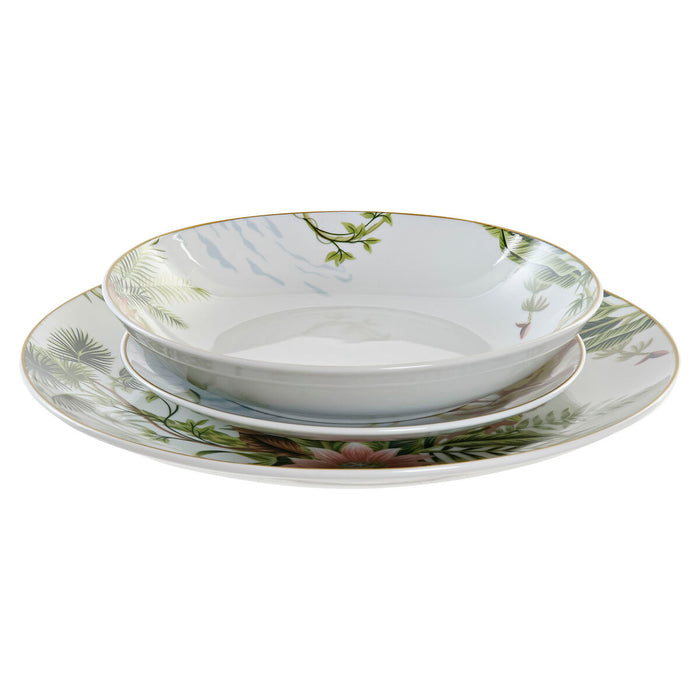 Dinnerware Set DKD Home Decor Tropical Porcelain (18 pcs)