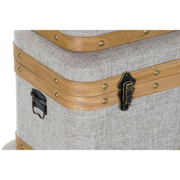 Set of Chests DKD Home Decor 60 x 36 x 34 cm Natural Beige Wood