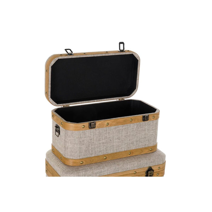 Set of Chests DKD Home Decor 60 x 36 x 34 cm Natural Beige Wood