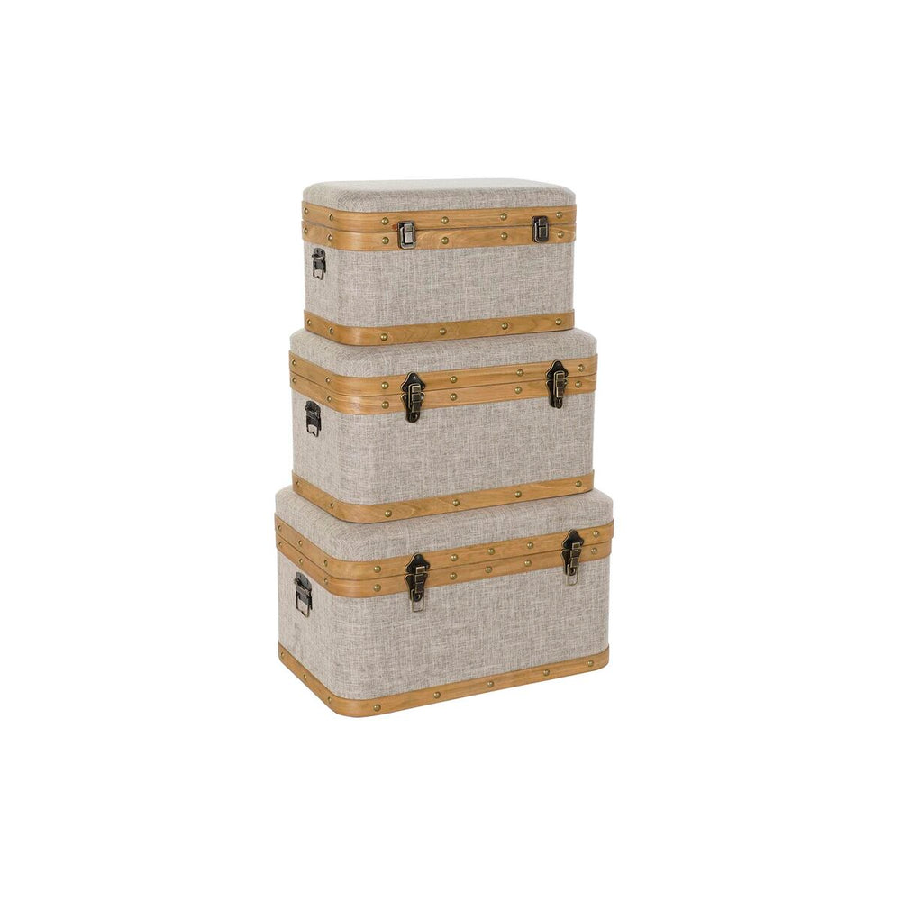 Set of Chests DKD Home Decor 60 x 36 x 34 cm Natural Beige Wood