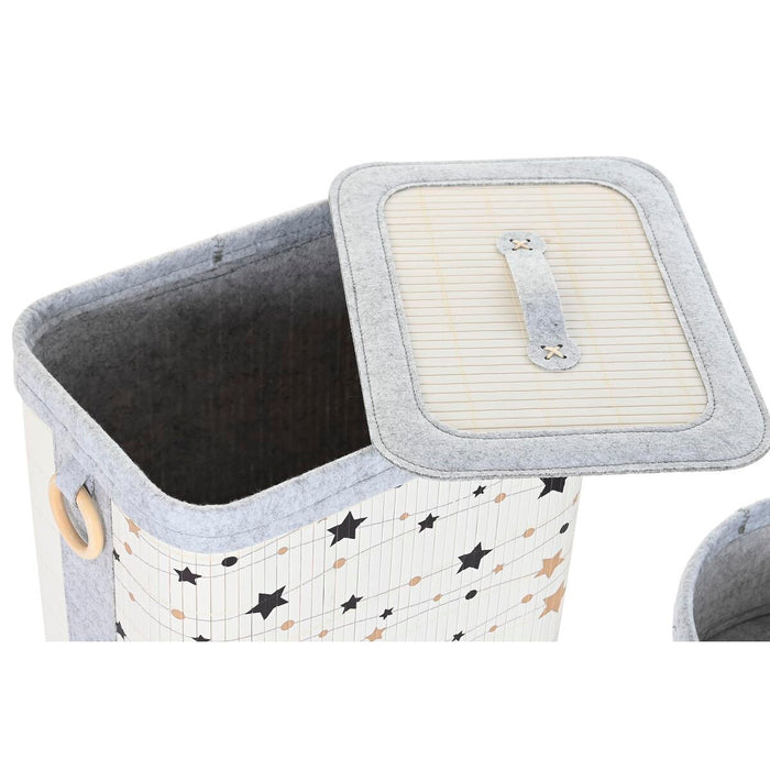 Set of Baskets DKD Home Decor Stars Bamboo Felt (41 x 31 x 42 cm) (4 Pieces)