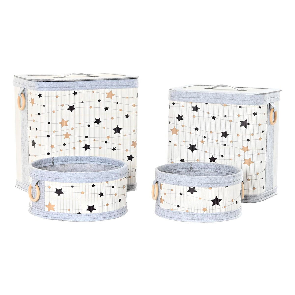 Set of Baskets DKD Home Decor Stars Bamboo Felt (41 x 31 x 42 cm) (4 Pieces)