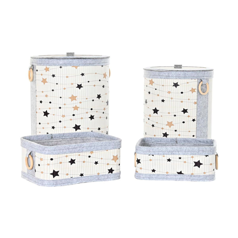 Basket set DKD Home Decor Stars Bamboo 36 x 36 x 50 cm (4 pcs)