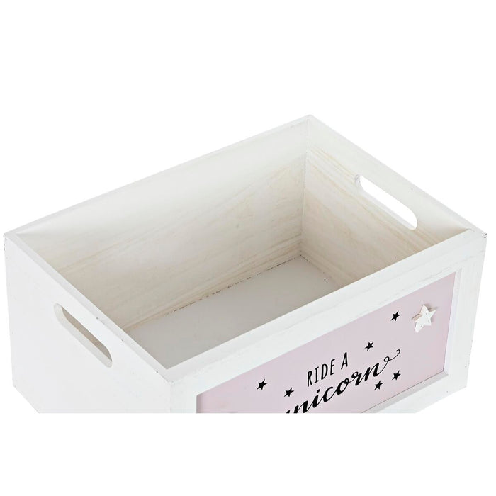 Set of Baskets DKD Home Decor White Children's Paolownia wood (40 x 30 x 55 cm) (5 Pieces)