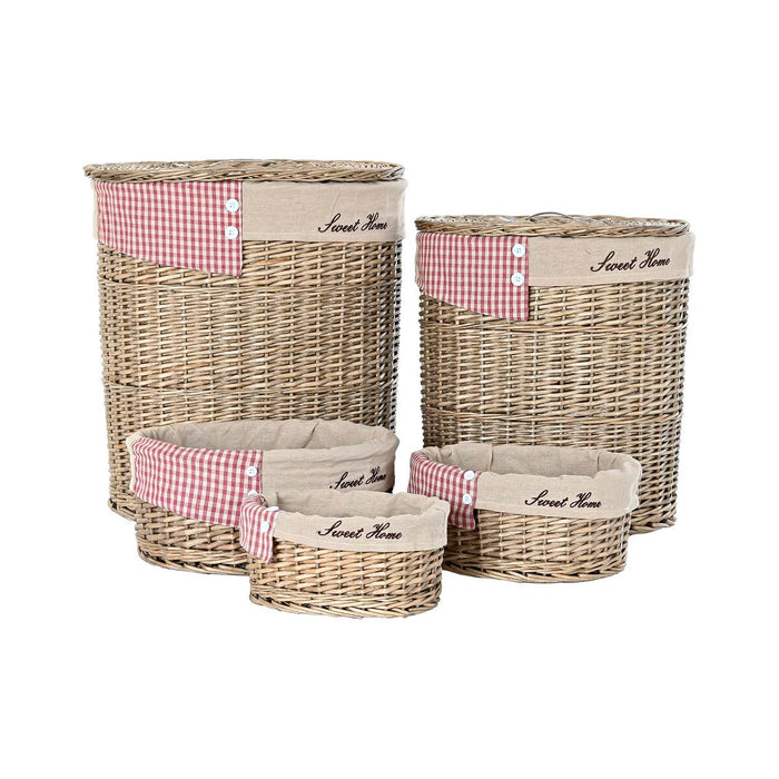 Set of Baskets DKD Home Decor Natural Polyester wicker (51 x 37 x 56 cm) (5 Pieces)