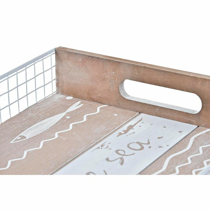 Snack tray DKD Home Decor Brown Wood Mediterranean Fish 39 x 23 x 5 cm