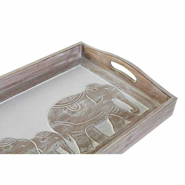 Snack tray DKD Home Decor Engraving 40,5 x 30,5 x 7 cm Elephant Brown Indian Man