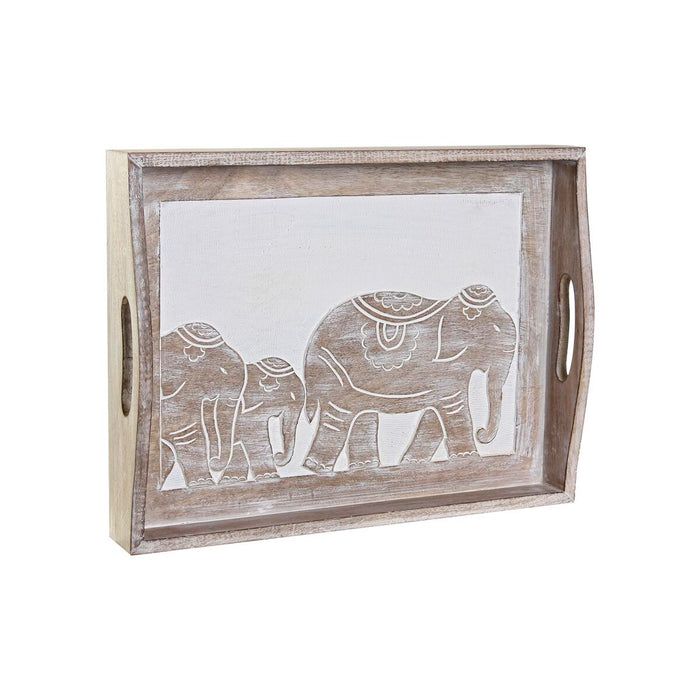 Snack tray DKD Home Decor Engraving 40,5 x 30,5 x 7 cm Elephant Brown Indian Man